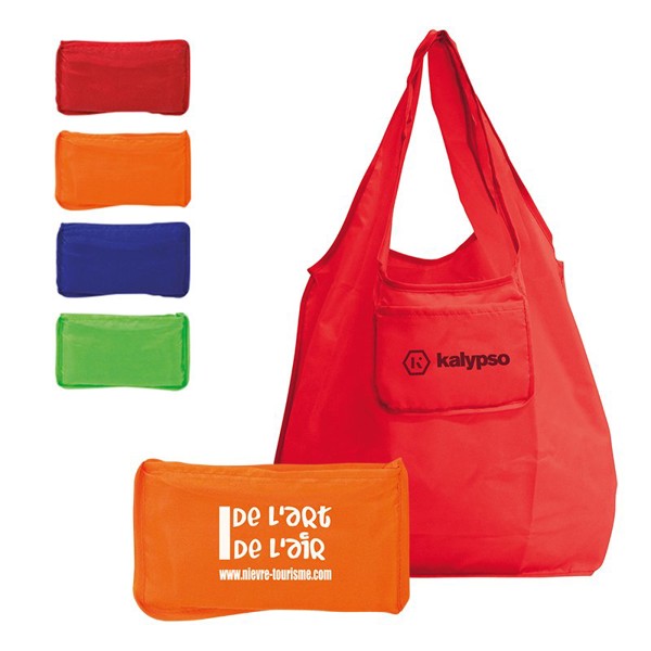 SAC SHOPPING REPLIABLE EN POLYESTER 190T - Rouge