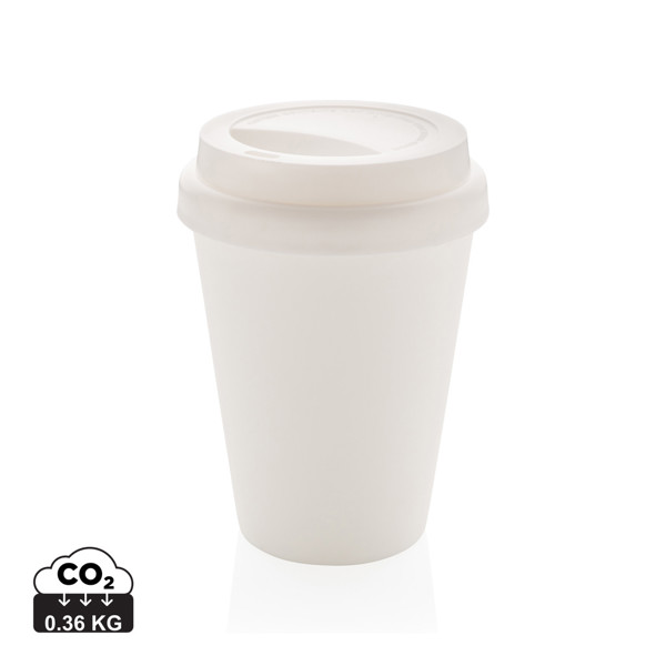 Reusable double wall coffee cup 300ml - White