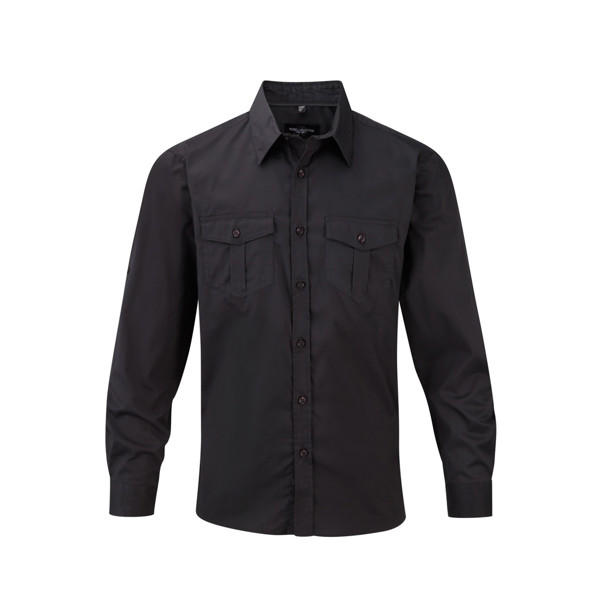 Camisa Homem Manga Comprida 130G - 100% Sarja - Algodão - Cinza Carvão / S