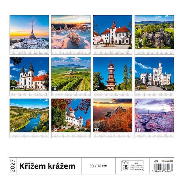 Nástěnný kalendář Křížem krážem Českou republikou