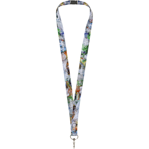 Addie recycled PET lanyard with safety break - full colour 2-sided sublimation - White / 15mm