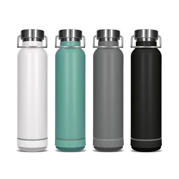 HAUT-PARLEUR ENCEINTE ET BOUTEILLE GOURDE ISOTHERME INOX 60 cl - Blanc