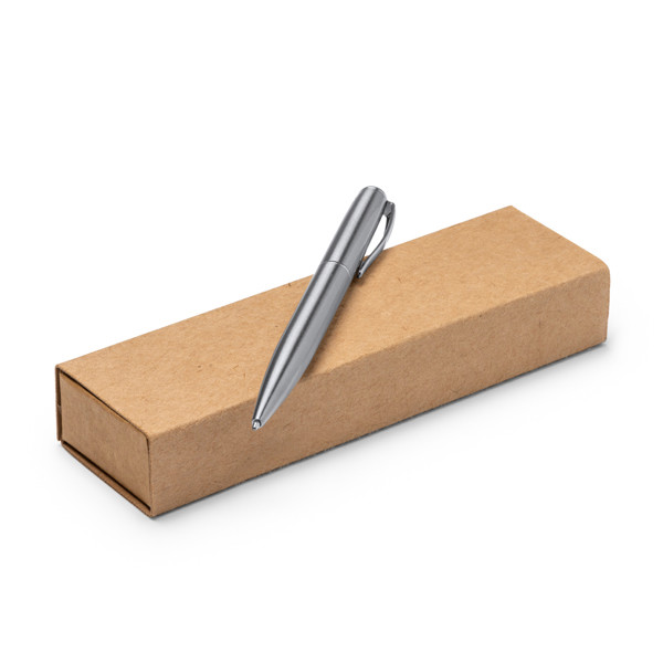 Bolígrafo giratorio personalizado de acero inoxidable reciclado con caja kraft