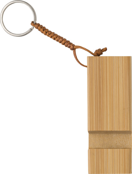 Suporte telemóvel em bambu com porta-chaves. Kian