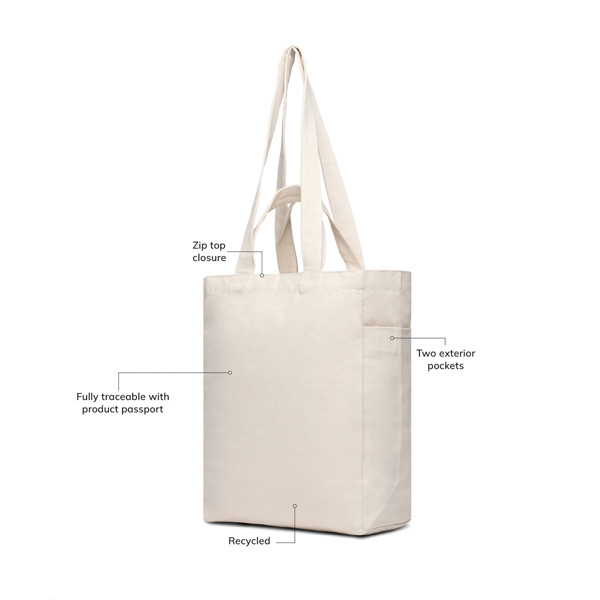 Taška na zip VINGA Hilo z recykl. canvas AWARE™ - Off White