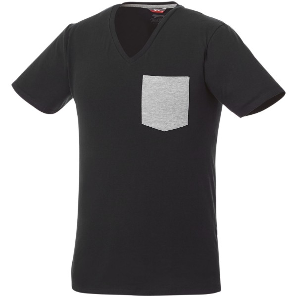Camiseta de pico con bolsillo para hombre "Gully" - Negro Intenso / Gris Sport / L