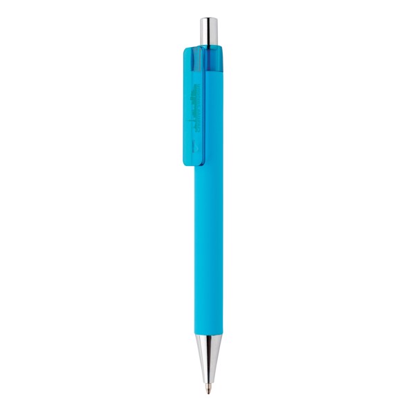 Stylo X8 finition gomme en ABS recyclé RCS - Bleu Clair