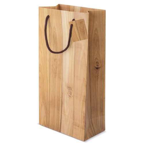 WOOD EFFECT PAPER BAG FOR 2 BOTTLES "ABETO"