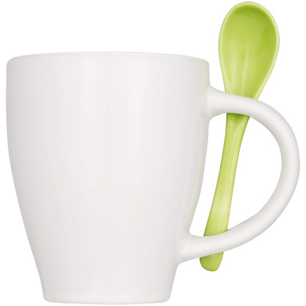 Nadu 250 ml ceramic mug with spoon - Lime