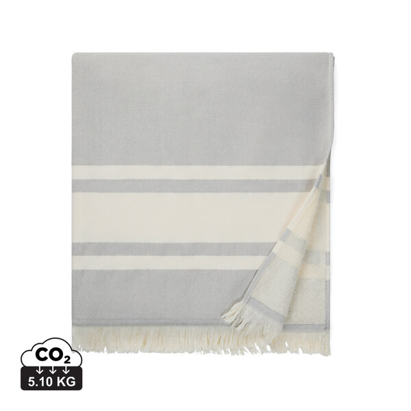 Brisača za hamam Vinga Tolo 180x80cm, 360gsm - Siva / Izklopljena bela