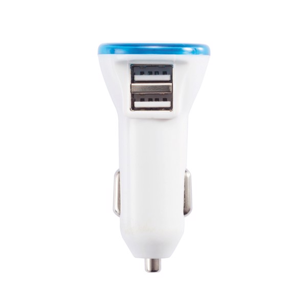 Double chargeur allume-cigare USB 2.1A - Bleu / Blanc