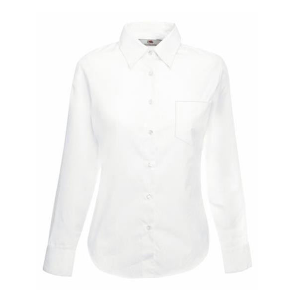 Camisa Poplin Ladies Manga Comprida 120G - 55% Algodão/ 45% Poliéster - Branco / XS