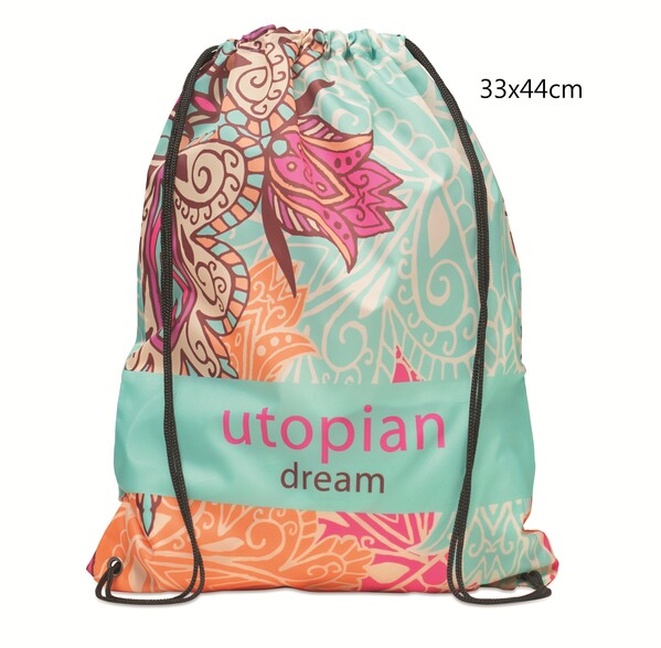 Full colour recycled PET drawstring bag - 33x44cm