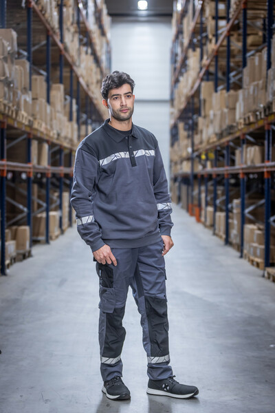 7100 POLO SWEATSHIRT PGL Grey/Black 5XL