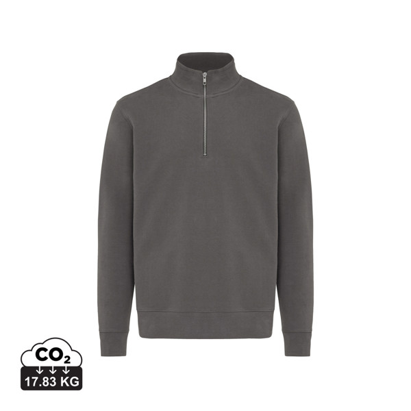 IQONIQ Elgon recycled cotton quarter zip sweater - Anthracite / XL