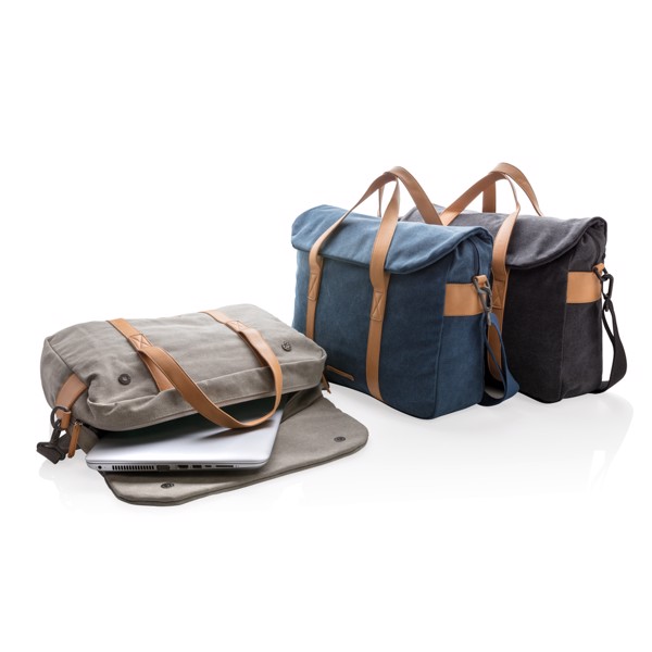 Canvas laptop bag PVC free - Storm Grey