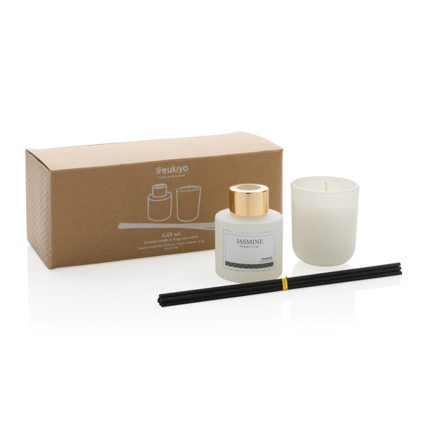Ukiyo gift set, soy candle, 10h burn time - White