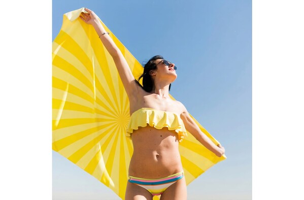 Serviette de plage R-PET à séchage rapide 100 × 180 cm, sublimation - Jaune