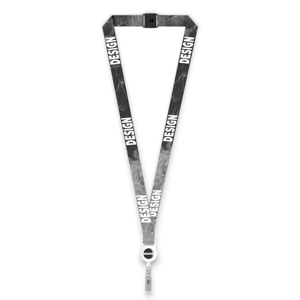 Polyester sublimation badge reel lanyard - White / 20mm width / Safety breakaway