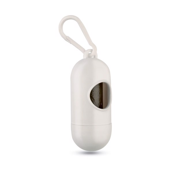 Container for pet bag w/ hook Tedy - White
