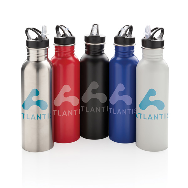 Deluxe Sportflasche aus Edelstahl - Silber