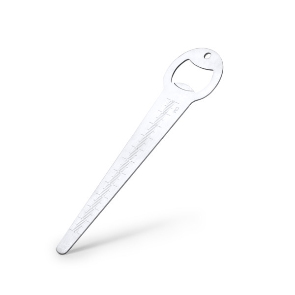 Personalised seed depth gauge in stainless steel with bottle opener