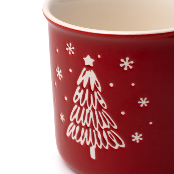 Taza de cerámica personalizada 260 ml con relieve árbol de navidad
