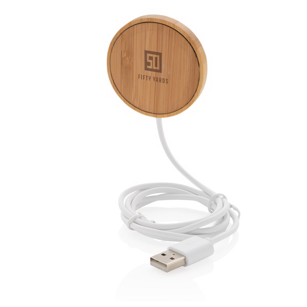 10W bamboo magnetic wireless charger