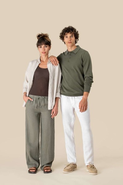 Eco-Friendly Ladies' Linen Washed Effect Trousers - S