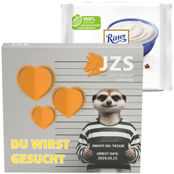 Promotional slipcase, christmas tree punching, Ritter SPORT yogurt chocolate