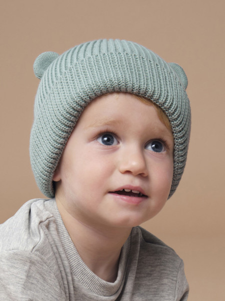 Organic Baby Bear Beanie - Peach / 6-12