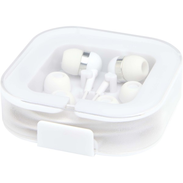 Casque filaire type C Baekdu avec boîte de rangement en plastique recyclé - Blanc