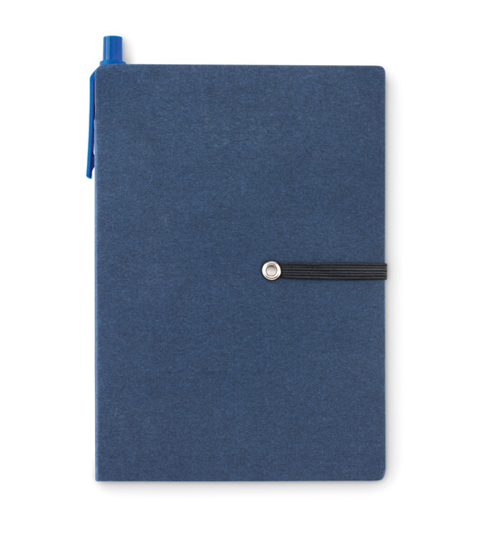 Carnet recyclé ligné et stylo Reconote - Bleu