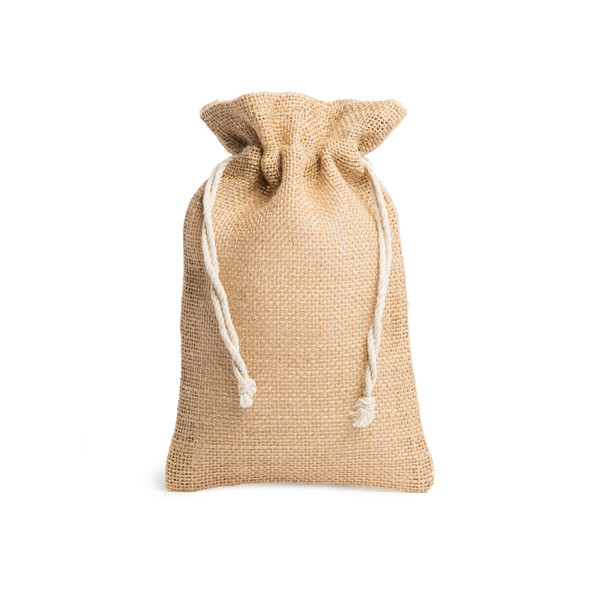 Bolsa saco personalizada de yute natural con cierre de cordón