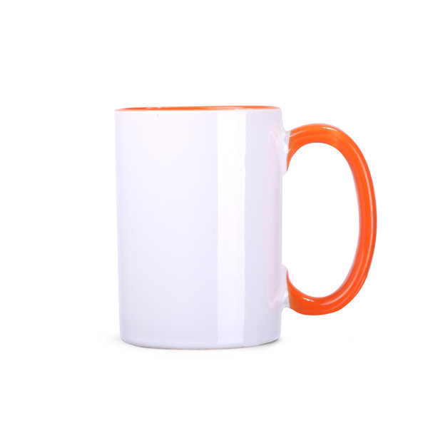 Evergreen ceramic mug, 350g, 103mm height - White / Orange