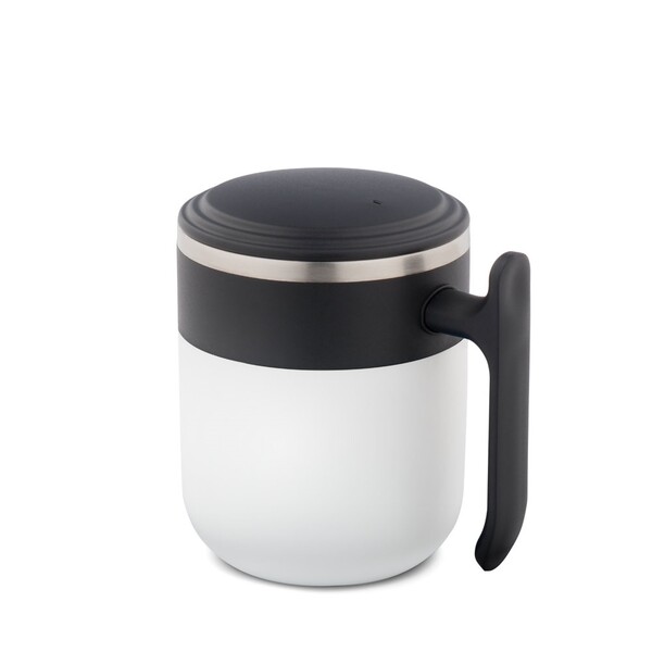 MALDINI. Caneca de viagem com parede interior em aço inoxidável e acabamento mate 400 mL - Branco