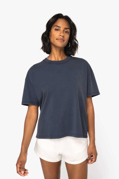 Ladies’ Washed Effect Oversized T-Shirt - Washed Black / L/XL