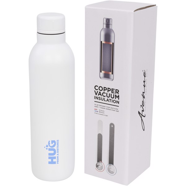 Garrafa para desporto com isolamento de vácuo de cobre de 510 ml "Thor" - Branco