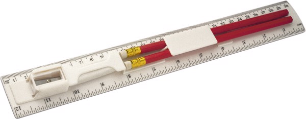 PS ruler with pencil - White