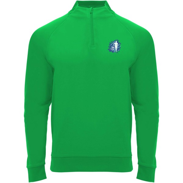 Felpa a maniche lunghe con zip a un quarto unisex da 200 g/m² Epiro - Verde felce / XL