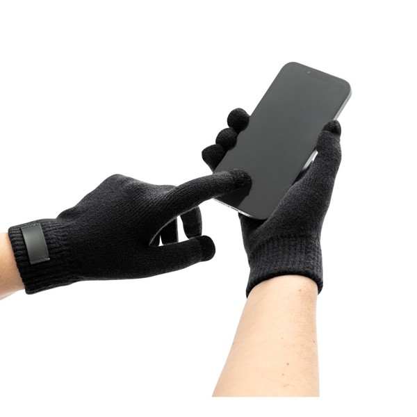 BURROW. Gloves made from recycled polyester (100% rPET), with touch tips - Black
