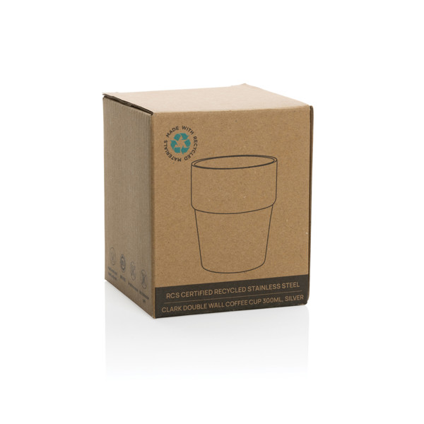 Dvostenska kavna skodelica Clark, 300 ml reciklirano jeklo - Silver