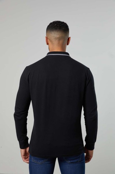 Polo majica dugih rukava s vrhom 100 - Bijela / Deep Crna / M
