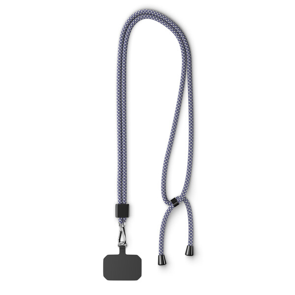 Cordon tendance en polyester recyclé (rPET) crossbody pour téléphone portable - Reflex Blue C / Blanc / Accessoires noirs