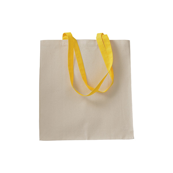 220 G/M2 Natural Cotton Shopping Bag With Coloured Long Handles And Gusset - Yellow