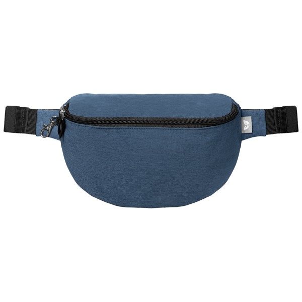 Sac banane Helsinki, rPET, fermeture zippée avec crochet antivol, 2 L - Bleu marine / Sérigraphie