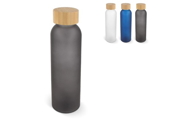 Water bottle glass &amp; bamboo 500ml - White