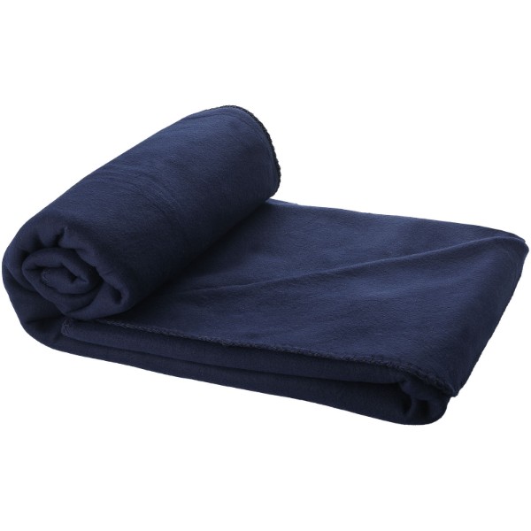 Huggy fleece plaid blanket with carry pouch 150x120 cm - Navy