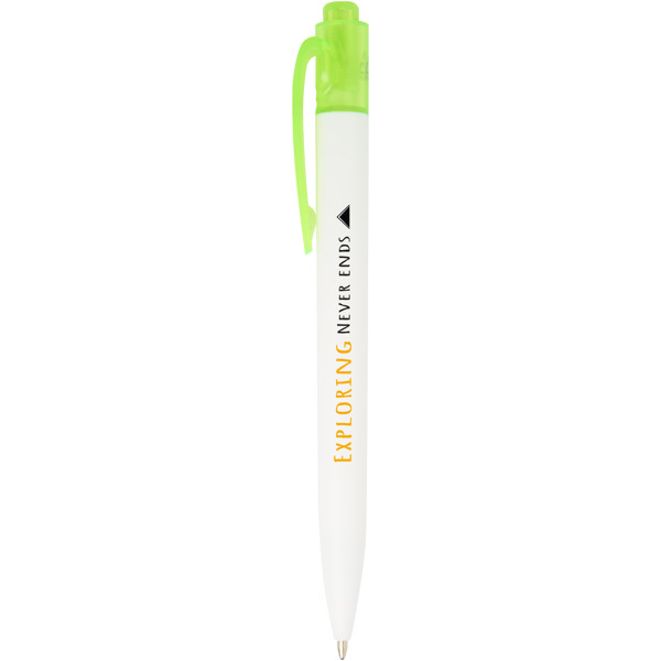 Esferográfica de plástico do oceano Thalaasa (tinta preta) - Verde transparente / Branco