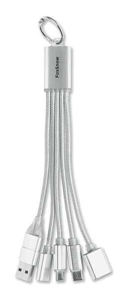 3-in-1 charging cable keyring Hublue - Silver